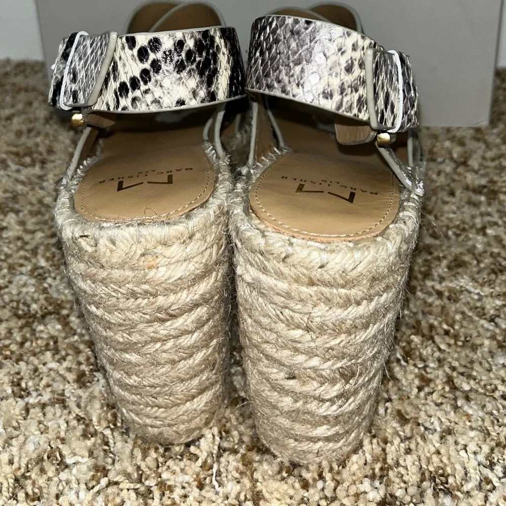 Marc Fisher Alenni Snake Skin Natural Espadrille Wedge Sandals Size 8